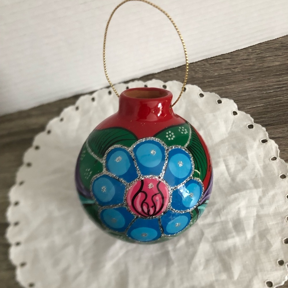 Mexican Terra Cotta Hand Painted Ornament